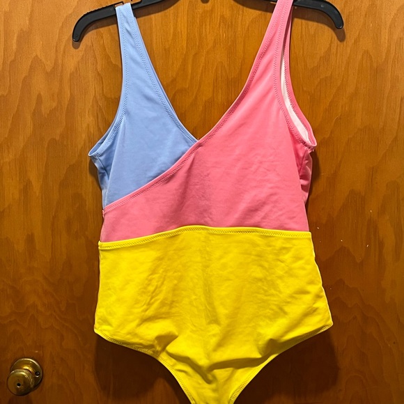 Crane Women's Stylish One Piece Swimsuit - Light Blue and Coral - Picture 3 of 3